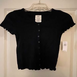 Ribbed Button Front Tee